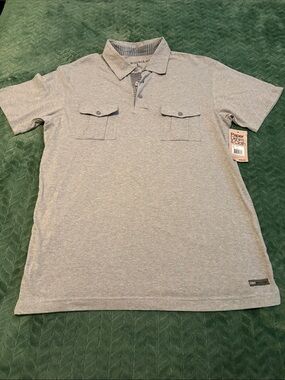 NWT Paper Denim & Cloth Polo Shirt Pockets Gray Men’s Large